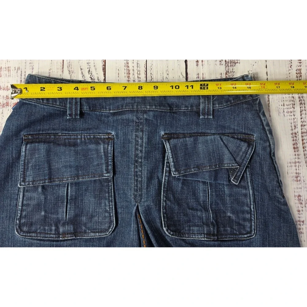 Oilily Denim Skirt Women 30 Blue Excellent Floral Embroidered A-Line Knee Length